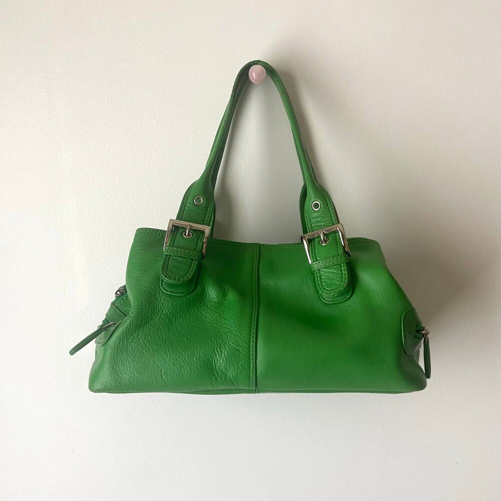 Vintage Tommy & Kate Y2K Apple Green Genuine Leather Buckle Shoulder Bag - Picture 2 of 13